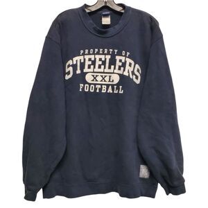 Vintage PITTSBURGH STEELERS Sweater Mens Large Black Spell Out REEBOK Crewneck